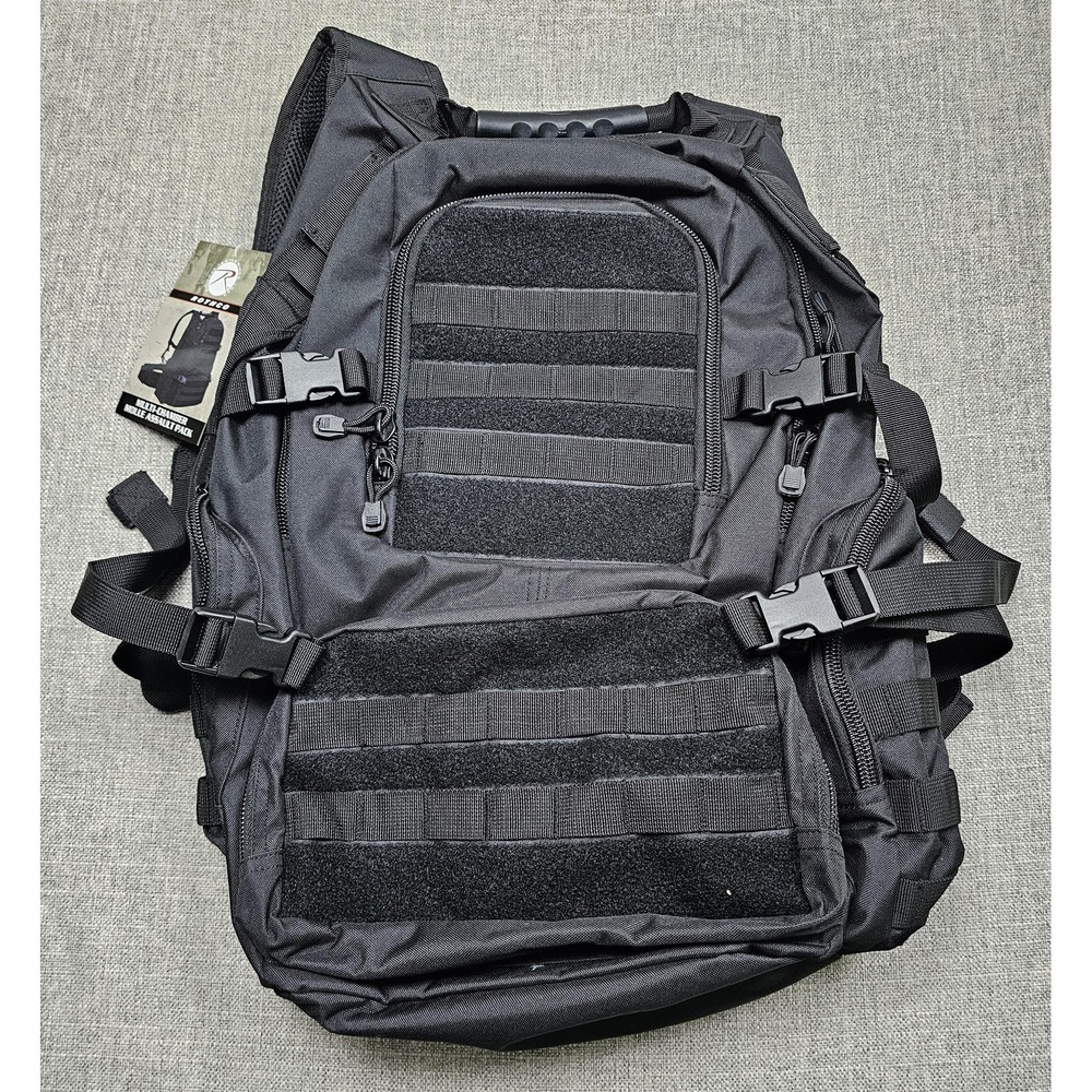 Rothco Multi-Chamber MOLLE Assault Backpack Black Hiking Laptop Men OSFA Bag